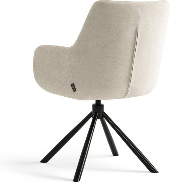 Furnihaus Chaise de salle à manger pivotante Olivia avec accoudoir Tissu beige