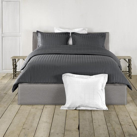 Housse de couette De Witte Lietaer en satin de coton Zygo - Lit jumeaux - 240 x 220 cm - Noir