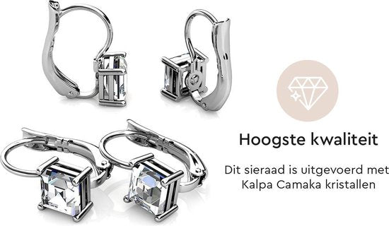 Yolora Ladies Earrings - Kalpa Camaka Crystals - Silver - 18K White Gold Plated - Women's Earrings Silver - Jewellery - Luxury Gift Box - Gift Box - Exclusive Gift Box - Beautiful Gift Packaging