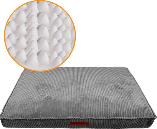 By Cee Cee Coussin orthopédique pour chien - Panier orthopédique pour chien - Royal Collection Dog Bed - Ribbed Fabric - Grey - 100x70 - Bubble Foam