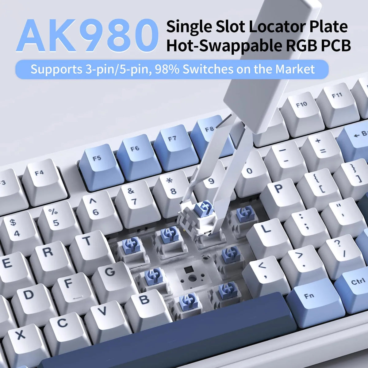 Clavier mécanique sans fil Ajazz AK980 V2 - Hot-Swap - 98 touches