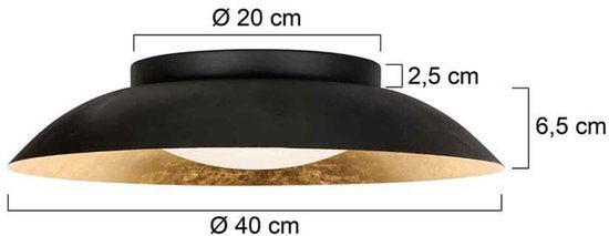 Plafonnier noir avec détails dorés, intensité réglable en 3 niveaux, plastique et métal - Brotke 4127ZW - Steinhauer