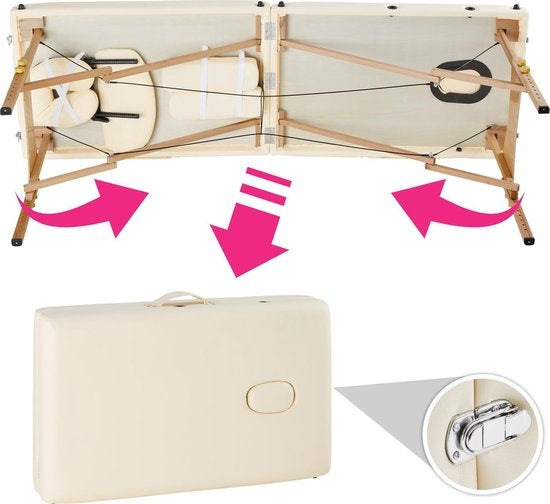 tectake® - Table de massage Table de traitement - matelas de 7,5 cm de haut + coussins roulants et sac de transport - divan de traitement - sac de rangement inclus - pliable