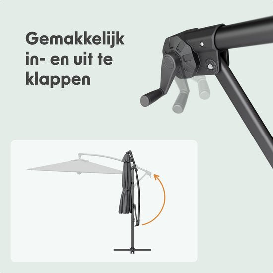LifeGoods Parasol flottant - Rond Ø300 cm - UPF 50+ et Imperméable - Gris foncé