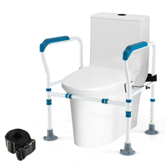 Coast - Support de toilette - Réglable dans 6 directions, Antidérapant, Seniors - L 62-68 x H 65,5-78 cm - Acier au carbone/HDPE - Bleu/Blanc