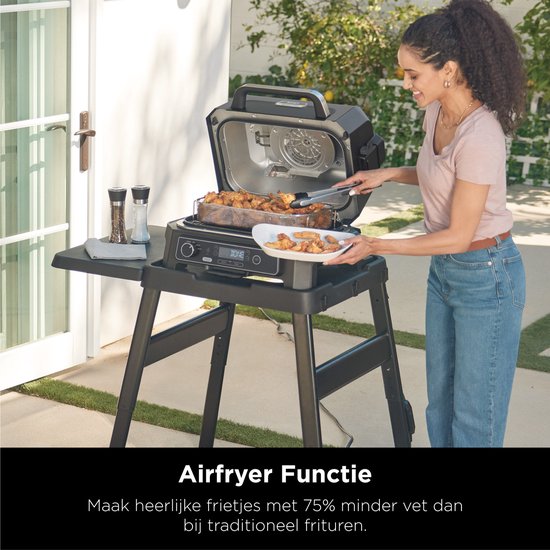 Ninja Woodfire Pro Connect XL - Barbecue électrique intelligent 7-en-1 et fumoir - Thermomètre de cuisson numérique inclus - Application Connect - OG901EU