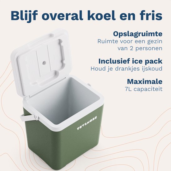 TRVLMORE Cool Box 7L - Frigobox - Elément de refroidissement inclus - Cool Box Small - Vert