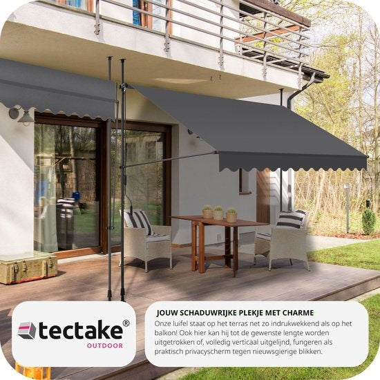 tectake - store à pinces - parasol - store - réglable - store à pinces - parasol balcon - 300 x 180 cm - noir gris - store - 404965