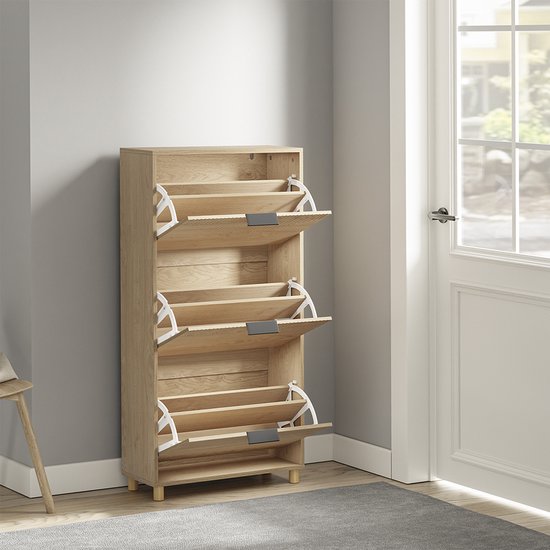 SoBuy Meuble à chaussures - Meuble à tiroirs - Design étroit - 3 tiroirs - 120x24x60 cm | FSR213-N