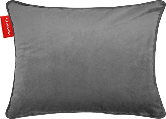 Auronic Oreiller chauffant - Velours - 45x60 - Sans fil - Rechargeable - Oreiller électrique - Infrarouge - Gris