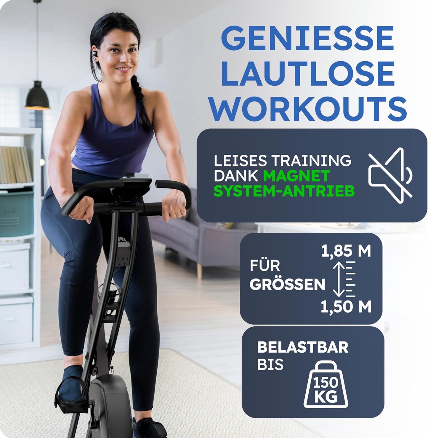Vélo d'exercice Heroic Work - pliable - chargeable jusqu'à 150KG - Noir