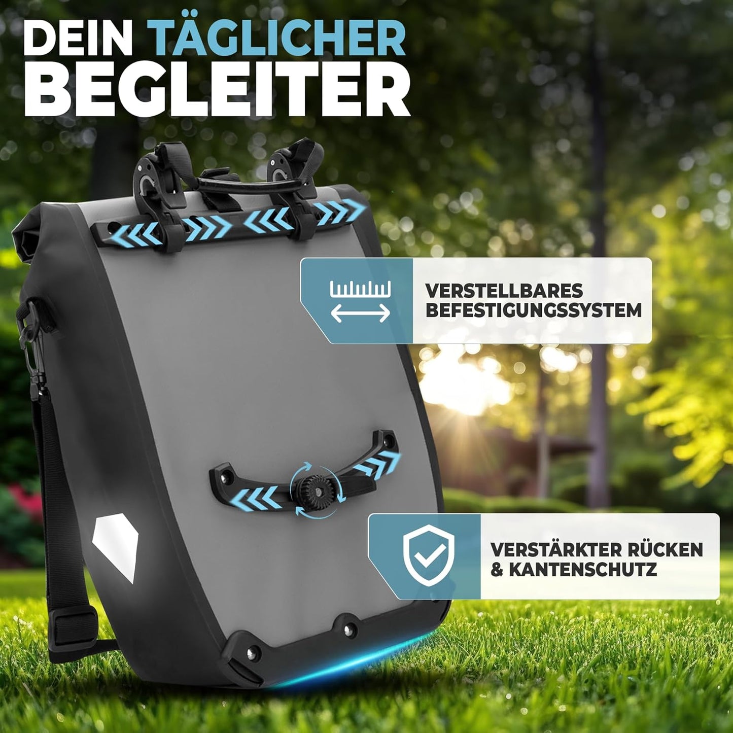 RADGEIST sacoche de vélo pour porte-bagages - sacoche de vélo pour porte-bagages - sacoche de vélo étanche et sac à bandoulière - sacoche de vélo avec réflecteurs