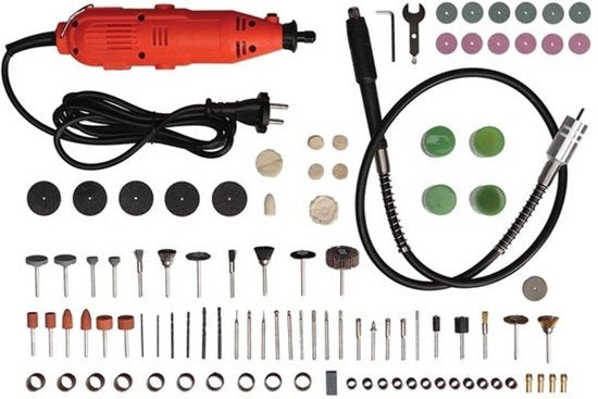 Velleman Multifunctionele precisieboor, met accessoires, 162-delig, voor snijden, boren, graveren en andere knutselprojecten, 135 W, 10000-32000 rpm