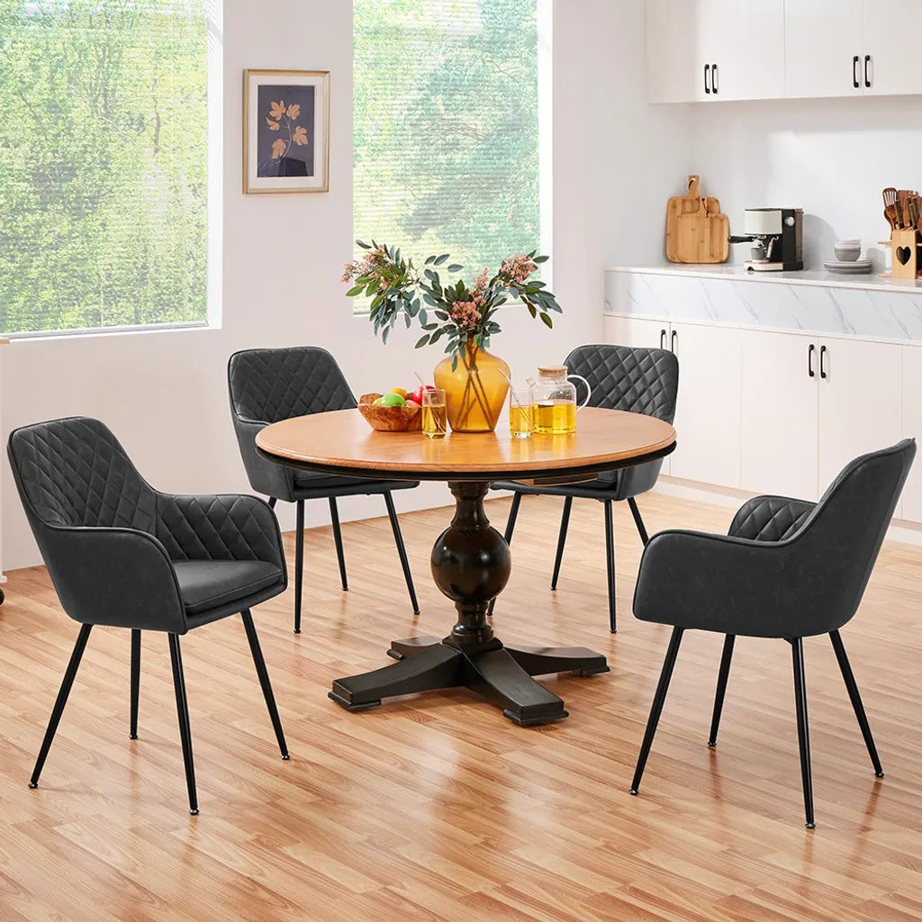 Yaheetech : lot de 2 chaises de salle à manger avec revêtement en velours et accoudoirs - Gris foncé - 57,5 x 58 x 86,5 cm