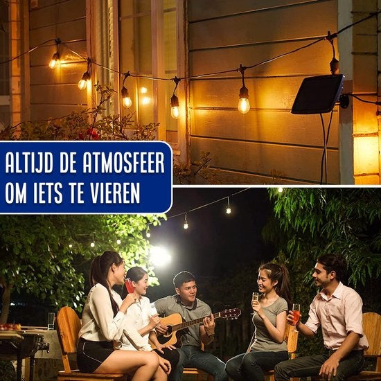 SHINE - Guirlande lumineuse d'extérieur - Guirlande lumineuse alimentée par l'énergie solaire - Cordon lumineux à leds solaires - Luminaires de fête - Guirlande lumineuse - Luminaires de jardin - Luminaires d'ambiance classiques - 15 mètres d'ampoules à l