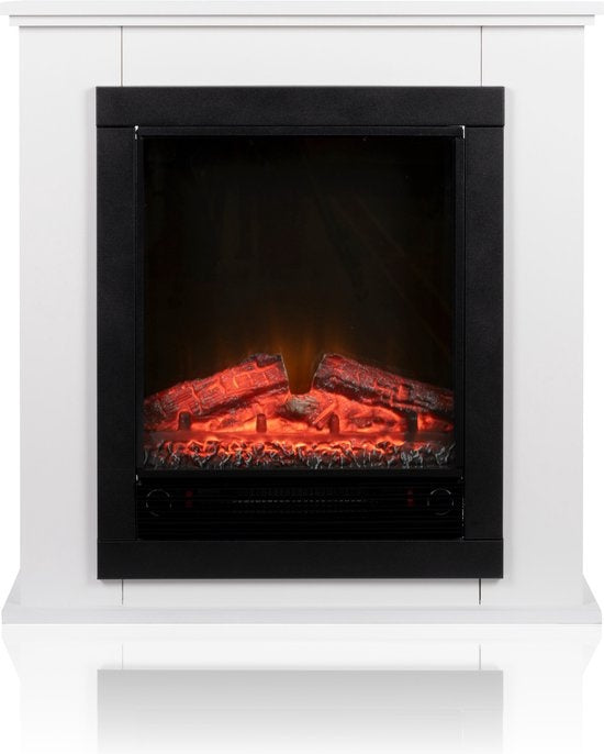 Classic Fire Cheminée d'ambiance électrique Lugano - Cheminée avec foyer - Flammes LED - 1800W - Blanc