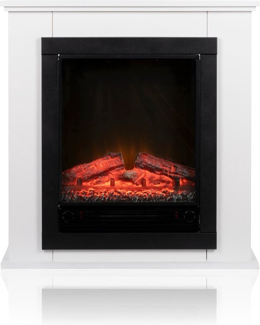 Classic Fire Cheminée d'ambiance électrique Lugano - Cheminée avec foyer - Flammes LED - 1800W - Blanc