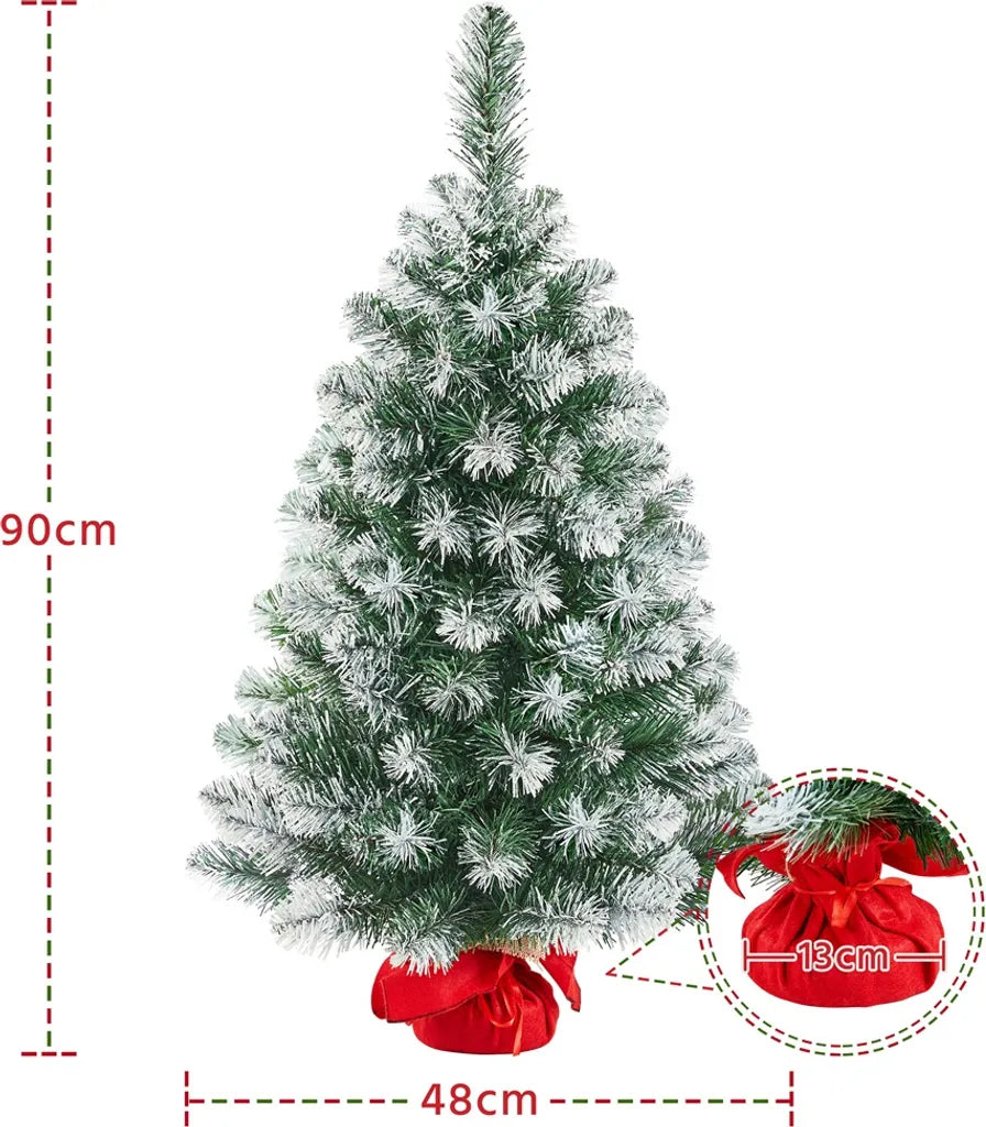 Yaheetech Arbre de Noël Artificiel - 90 cm - Effet de neige - Table Top - 96 branches - Standard - Vert