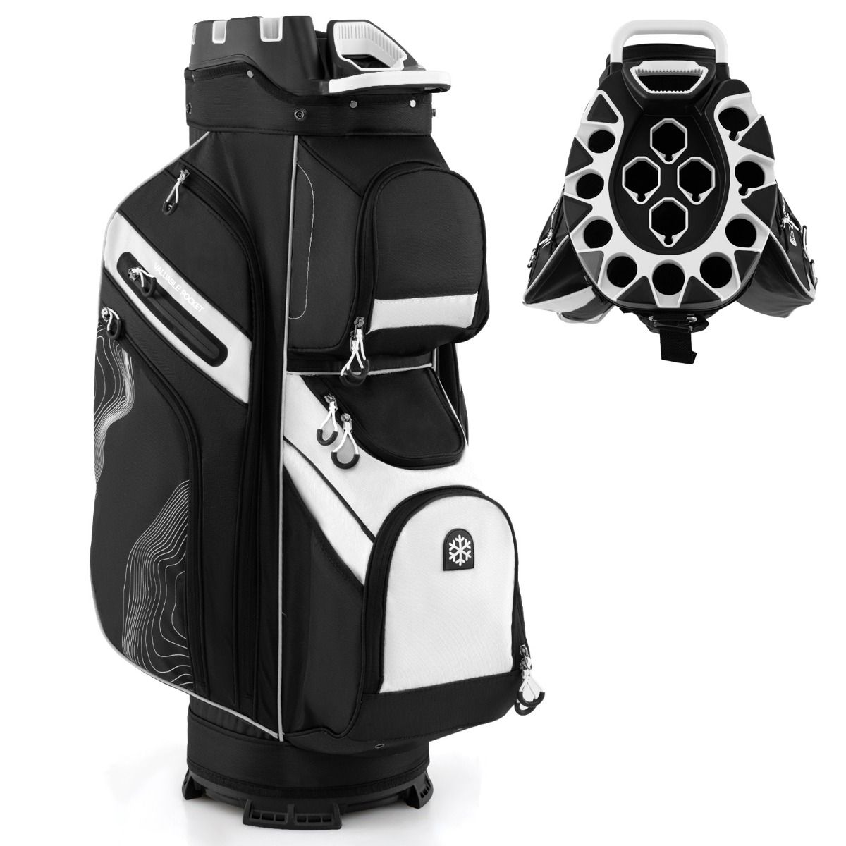 Sac de golf Coast à 14 compartiments - Sac de golf léger avec housse de pluie et bandoulière - 90,5 cm - Noir