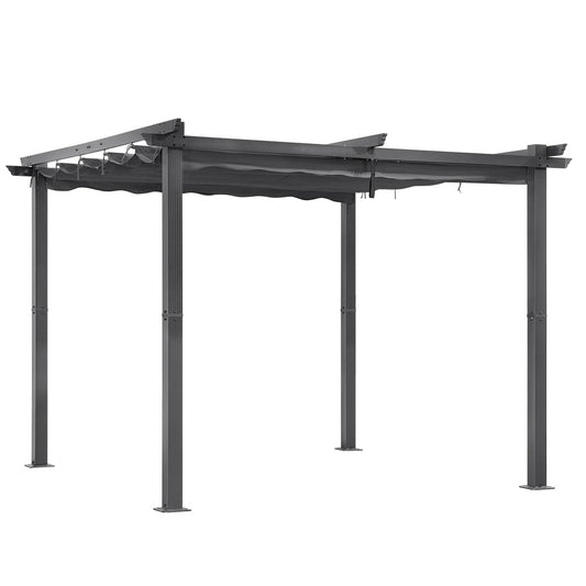 Pergola Angel Living en aluminium avec toit rétractable et réglable - 3 x 3 m - Gris/Anthracite