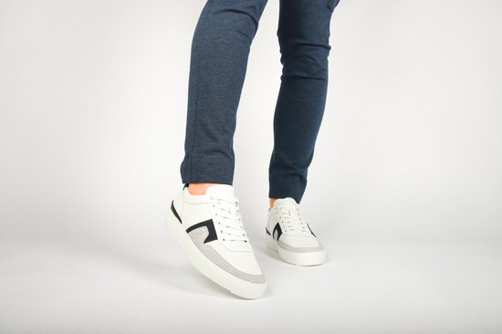 Blackstone MARBLE COLTON - DG513 Blanc Bleu foncé - Baskets basses - Homme - Blanc - Pointure : 43