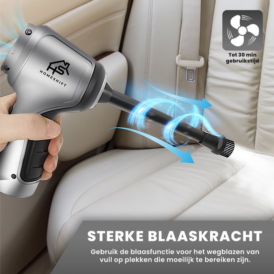 HomeShift® Aspirateur de voiture sans fil V2 PRO - Aspirateur à main - Petit aspirateur - Aspirateur sans fil - Dépoussiéreur - Wet & Dry - Métallique