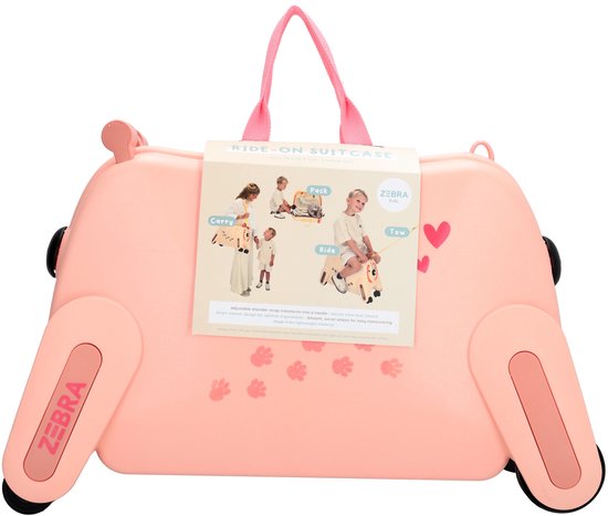 Valise Zebra Trends Ranger pour enfants - Bagage à main - Enfants - Valise avec siège - Rose