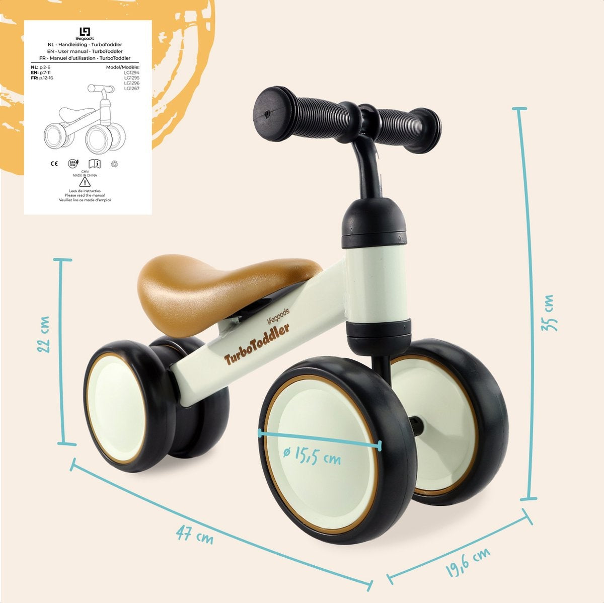 Trottinettes pour enfants - LifeGoods - A partir de 1 an - Crème