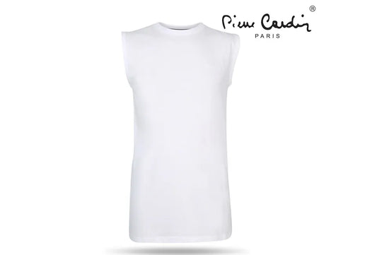 Pierre Cardin T-shirt sans manches - Blanc - 100% coton - Taille L - Aéré et stylé pour l'été