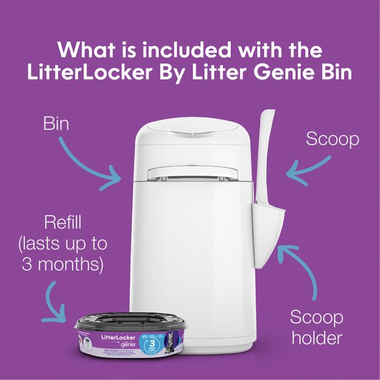 Litter Locker Litterlocker By Genie - Accessoires pour bac à litière - 24,3 x 23 x 7 cm Blanc