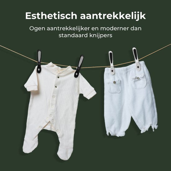 Gandria Pinces à linge 48 pièces - Pinces à linge en plastique - Lot de 48 pinces à linge en plastique - Pinces à linge pour portemanteau 10 Kg - Noir/Blanc et Blanc/Noir