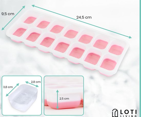 Loti Living Moule à glaçons - 4 pièces - Rose - Moules à glaçons - Moule à glaçons en silicone - Glaçons - Sans BPA