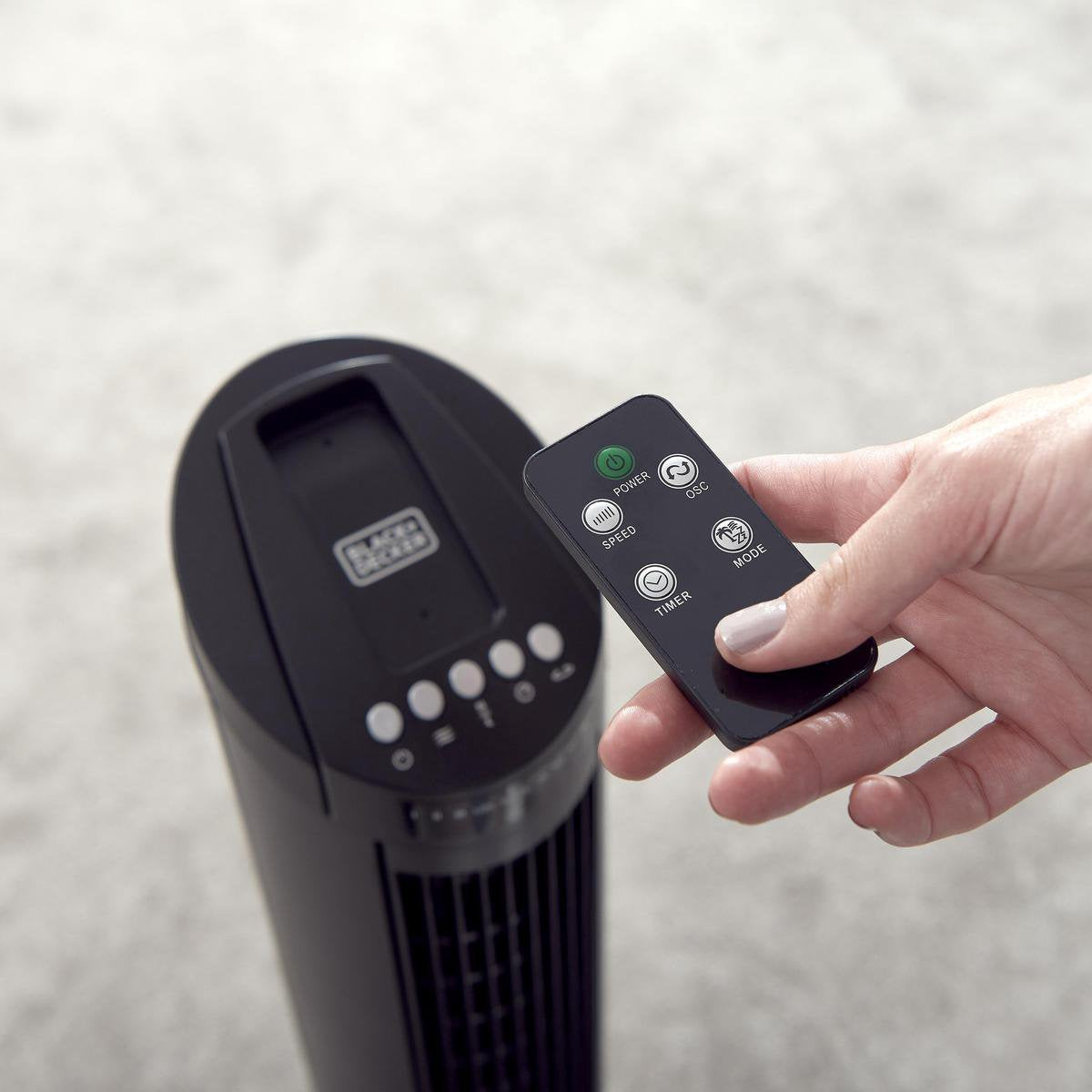 BLACK+DECKER Ventilateur de tour BXEFT45E - Noir - Ø 26 cm - 45 watts - Fonction minuterie