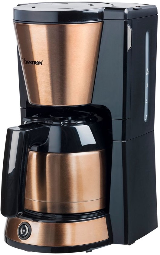 Cafetière à filtre Bestron 900 W - ACM1000CO - 1 L, 8 tasses - Verseuse isotherme - Cuivre - Garantie 5 ans