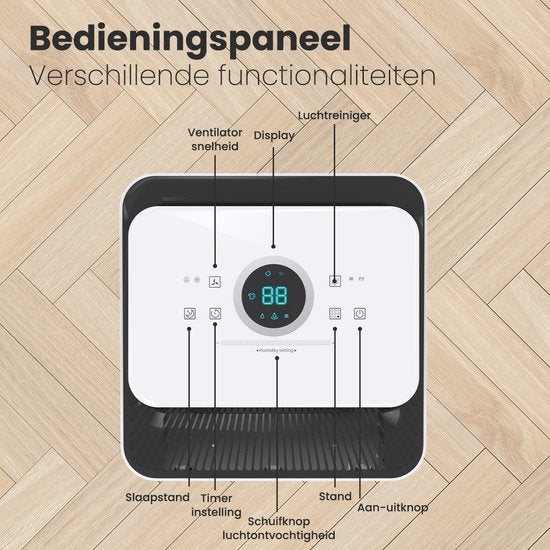 Auronic - Déshumidificateur 12L - Avec fonction séchage du linge, Purificateur d'air, 185W, Silencieux (36 dB), Convient pour 48 m³ - Blanc