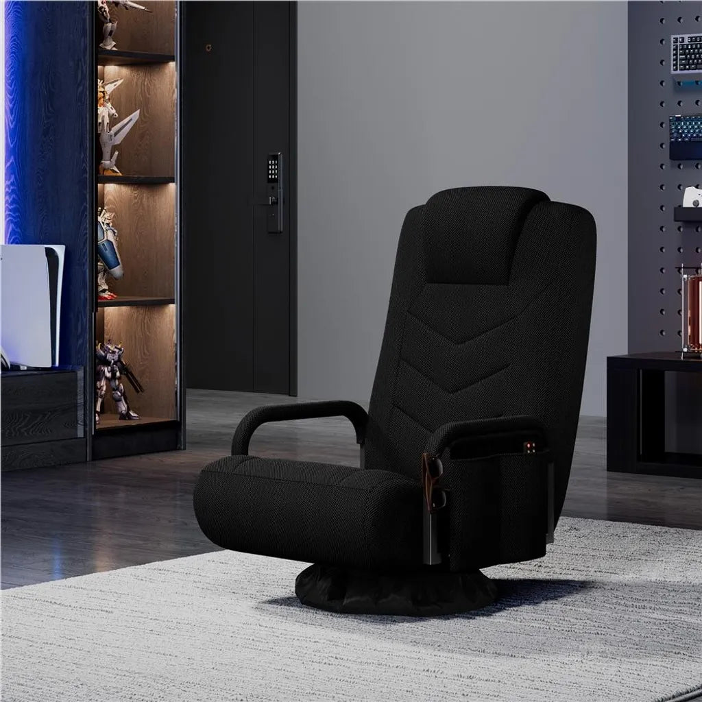 Yaheetech : fauteuil de sol pivotant - Noir - Fauteuil de gaming pliable avec dossier réglable