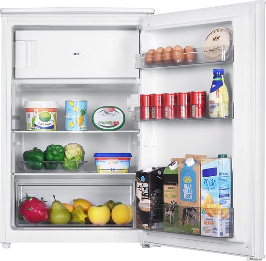Tomado TRT5501W Réfrigérateur de table à faible consommation d'énergie - 109 litres - Avec compartiment congélateur - 55 cm de large - Silencieux : 37 dB - Éclairage LED - Classe énergétique C - Modèle autonome - Blanc