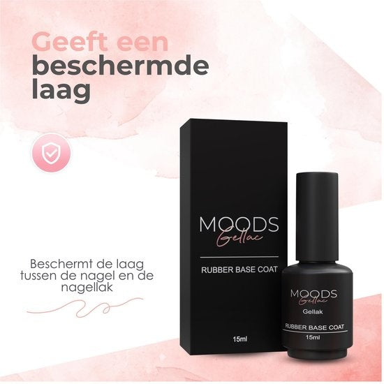 Moods Gellac - Rubber Base Coat - Vernis à ongles - Gellac Starter Pack - Ongles - Gellac Set - 15 ML