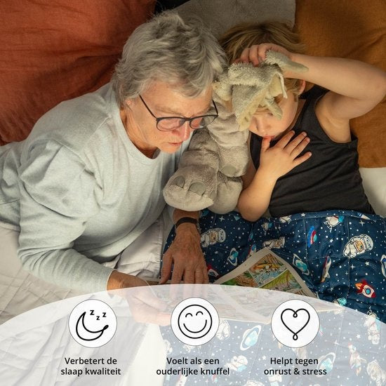 Ella® Couverture lestée pour enfant 3,2kg - 100 x 150cm - Couverture lestée - OEKO-TEX Coton - Espace & Astronautes