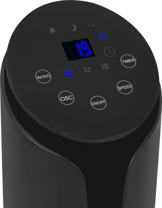VONROC Luxury Fan - Ventilateur de tour - hauteur 110 cm - télécommande incluse - 3 vitesses - fonction swing - minuterie de 15 heures - noir
