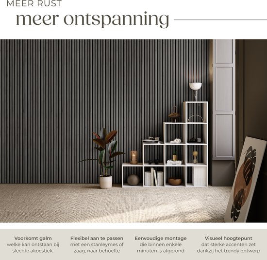 Panneaux acoustiques tectake® - Lot de 2 - Panneau mural acoustique - 60 x 120 cm - 1,44 m² - Panneaux muraux aux dimensions personnalisables - Panneau à lattes en MDF et placage de bois - Isolation acoustique - Décoration murale élégante - Montage facile