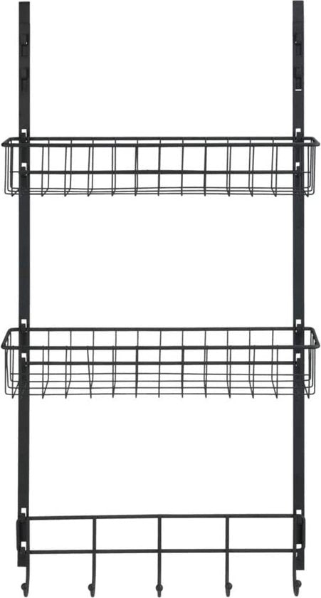 Support multifonctionnel à fixer sur la porte Wenko - Noir - À accrocher sans perçage | Convient aux portes à rebord | Convient aux portes affleurantes