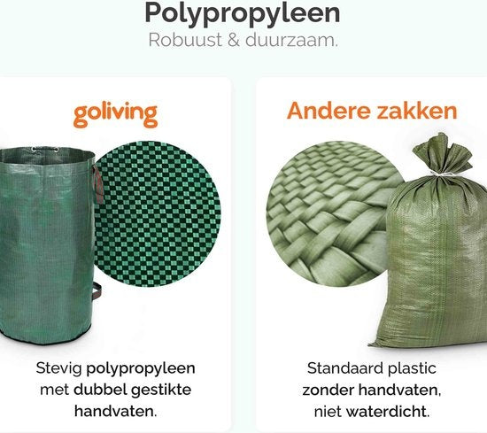 Goliving Sac à déchets de jardin - Lot de 2 sacs à déchets de jardin pliables - Sac de jardin - Poubelle de jardin - 2x 280 litres - Vert