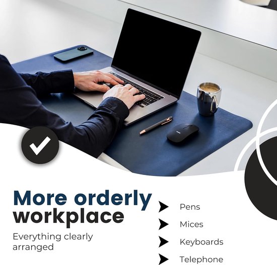 WURK Tapis de bureau professionnel [120 cm x 60 cm] - Tapis de souris XXL - Tapis de souris - Grand tapis de bureau multifonctionnel - Tapis de bureau [Bleu foncé].