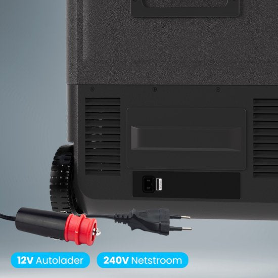 Auronic Electric Cool Box - Compresseur - Avec roues - 12V 230 Volt - Voiture - 50L - Noir/Gris