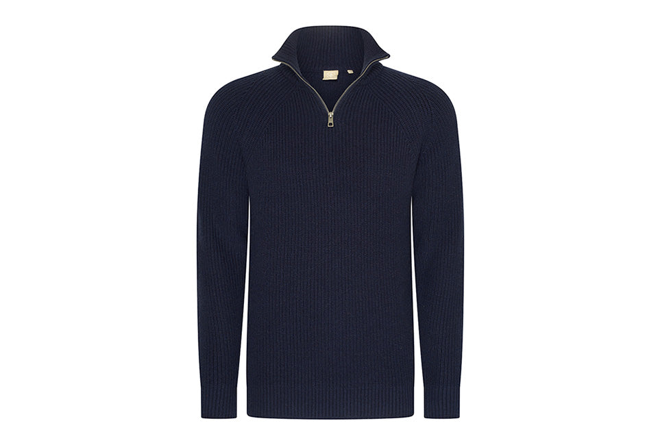 Pull stylé Mario russo avec col ouvert et fermeture éclair - Homme - Taille L - Marine