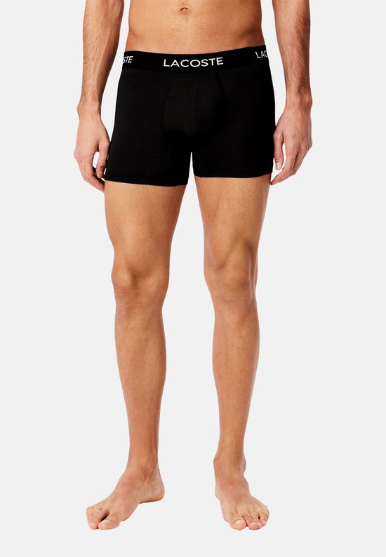 Boxers Lacoste pour homme, 3 pièces, en microfibre, basiques, noirs
