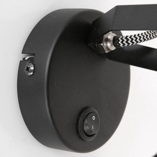 Applique murale Spot Acier 3337ZW noire, douille E27, orientable et inclinable, métal, Mexlite