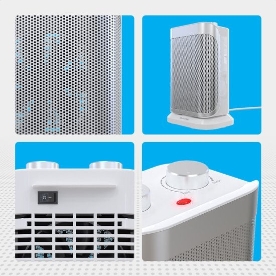 Auronic Electric Heater - Radiateur à ventilateur - 2 étages - 1500W - Indication LED - Rotatif - Blanc