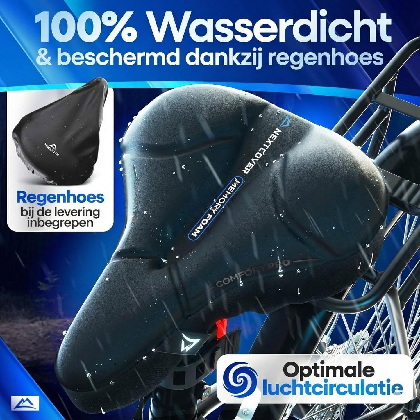 Housse de selle Nextcover avec Memory Foam 4.0 et coussin ergonomique en gel – housse de selle universelle et confortable pour vélos de randonnée, pour femmes et hommes